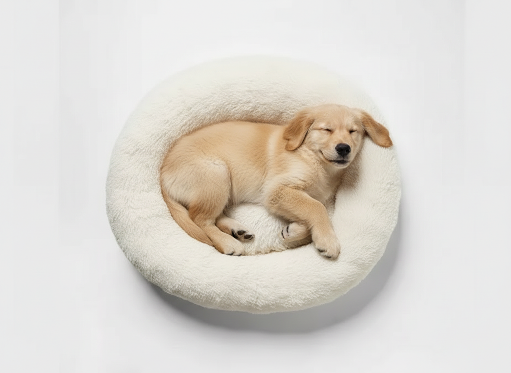 Cream Donut Style Bolster Dog Bed