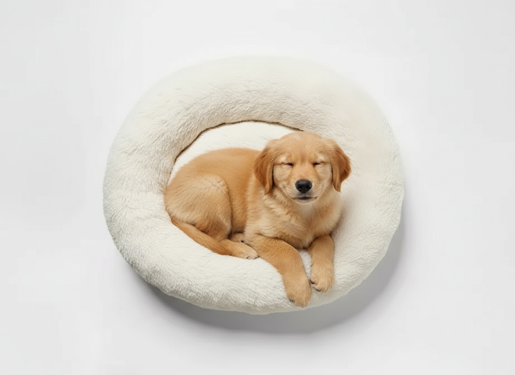 Cream Donut Style Bolster Dog Bed